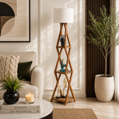 Wooden Italian Floor Lamp with Shade