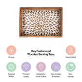 Wooden Serving Tray in Brown Sculpted Design