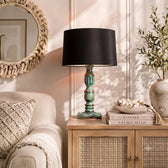 Wooden Table Lamp for Living Room with Multicolour Shade