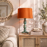 Wooden Table Lamp for Living Room with Multicolour Shade