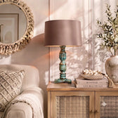 Wooden Table Lamp for Living Room with Multicolour Shade