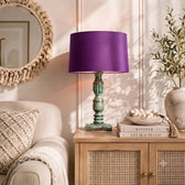 Wooden Table Lamp for Living Room with Multicolour Shade