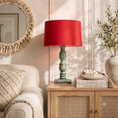 Wooden Table Lamp for Living Room with Multicolour Shade