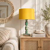 Wooden Table Lamp for Living Room with Multicolour Shade
