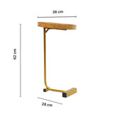 Wooden Tray Top C-Table with Golden Metal Base