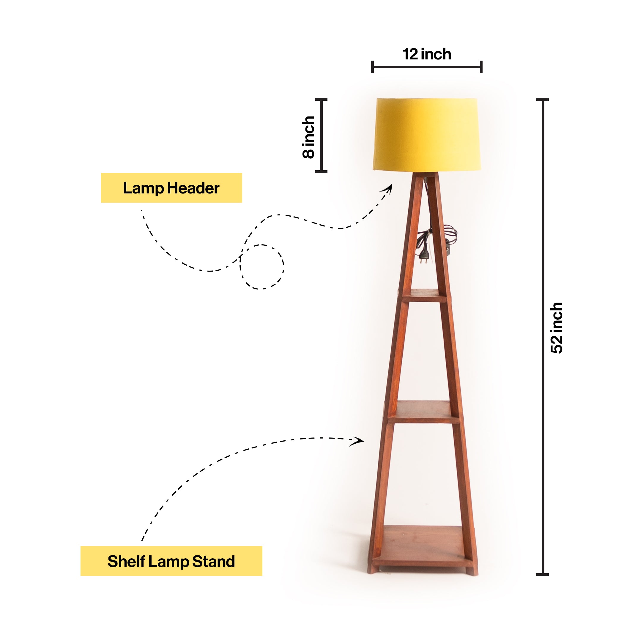 Wooden Floor Lamp With Shelf