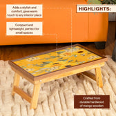 Mango Wood Handmade Fixed Yellow Laptop Table with Epoxy Resin