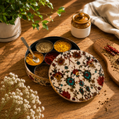 Premium Stainless Steel Masala Box (Spice Box) in Botanical Floral Design