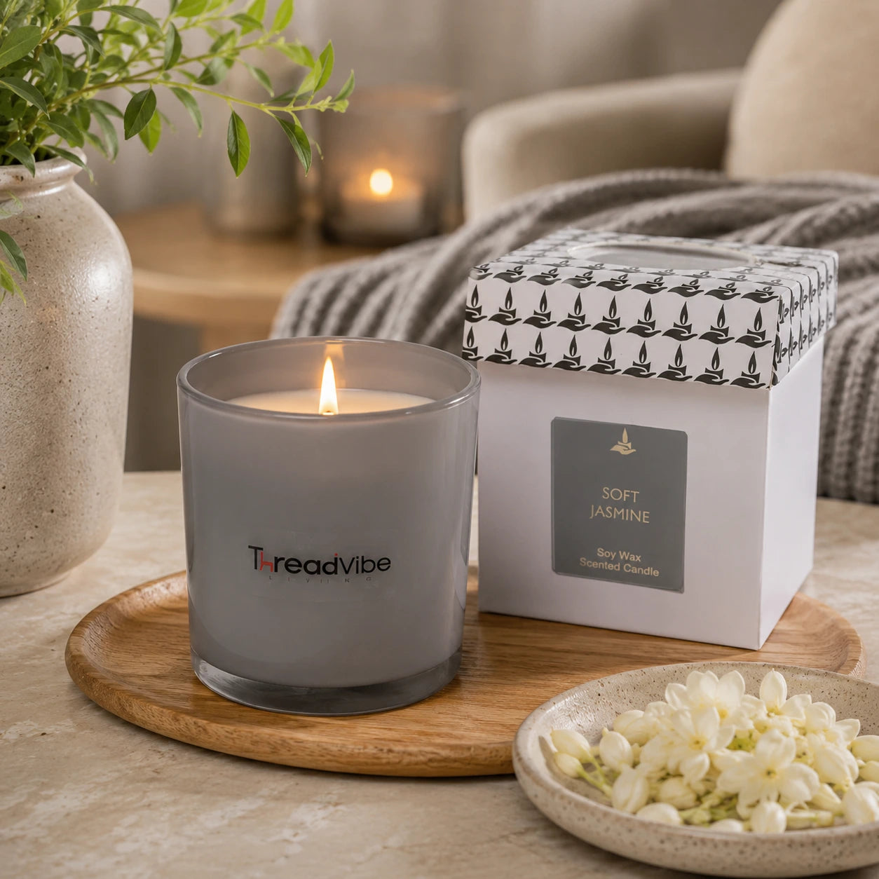 ThreadVibe Living Natural Wax Scented Candle Jar