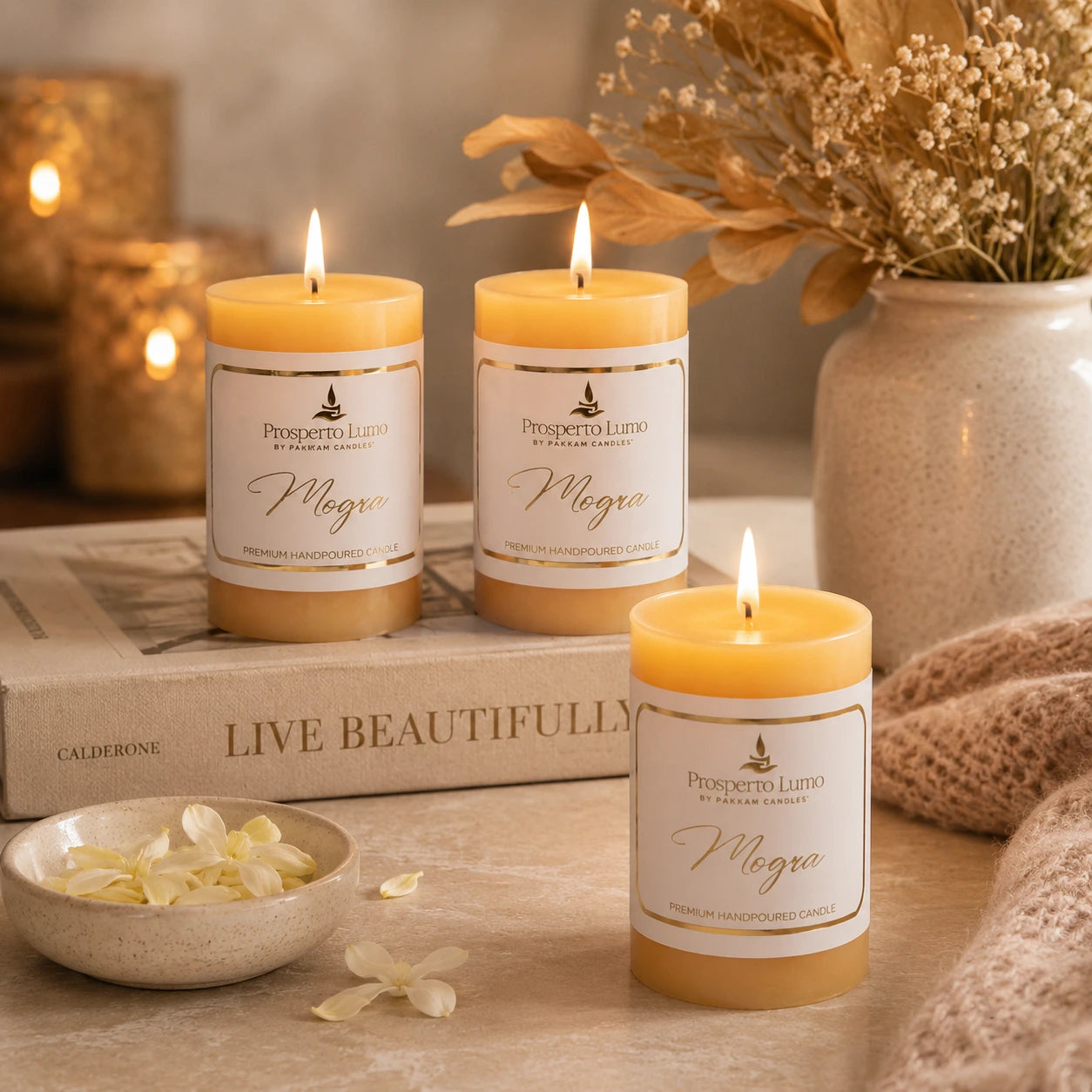 Threadvibe Living Premium Smokeless Scented Candle In Mogra
