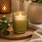 Threadvibe Living Natural Wax Scented Candle Glass Jar In Lite Yellow