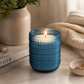 ThreadVibe Living natural wax scented candle glass jar in Navy Blue