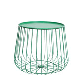 Metal Round Wire Side Table with Storage in Green for Living Room