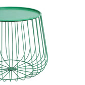Metal Round Wire Side Table with Storage in Green for Living Room