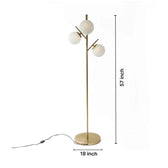 Gold floor lamp with three white globe lights
