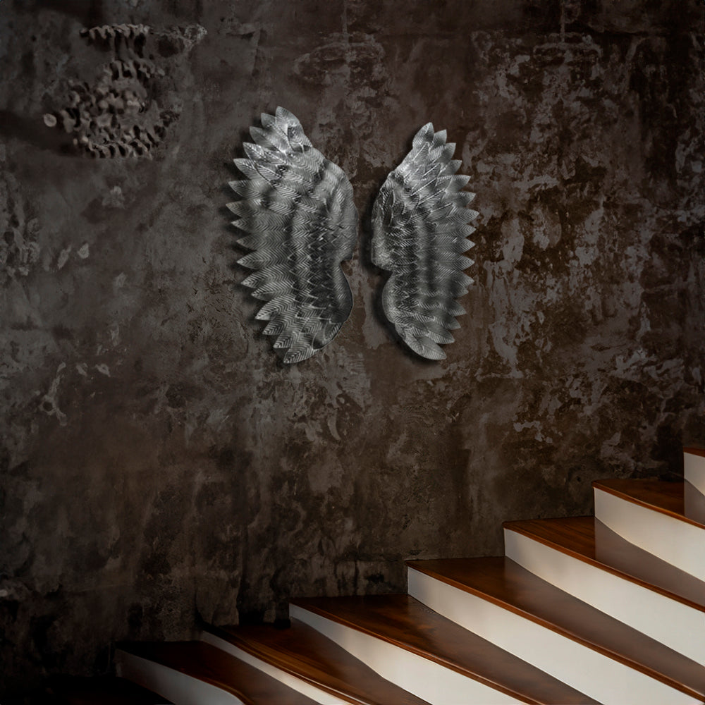 Angel Wings In Charcoal Metal Wall Art For Wall Decor In Living Room