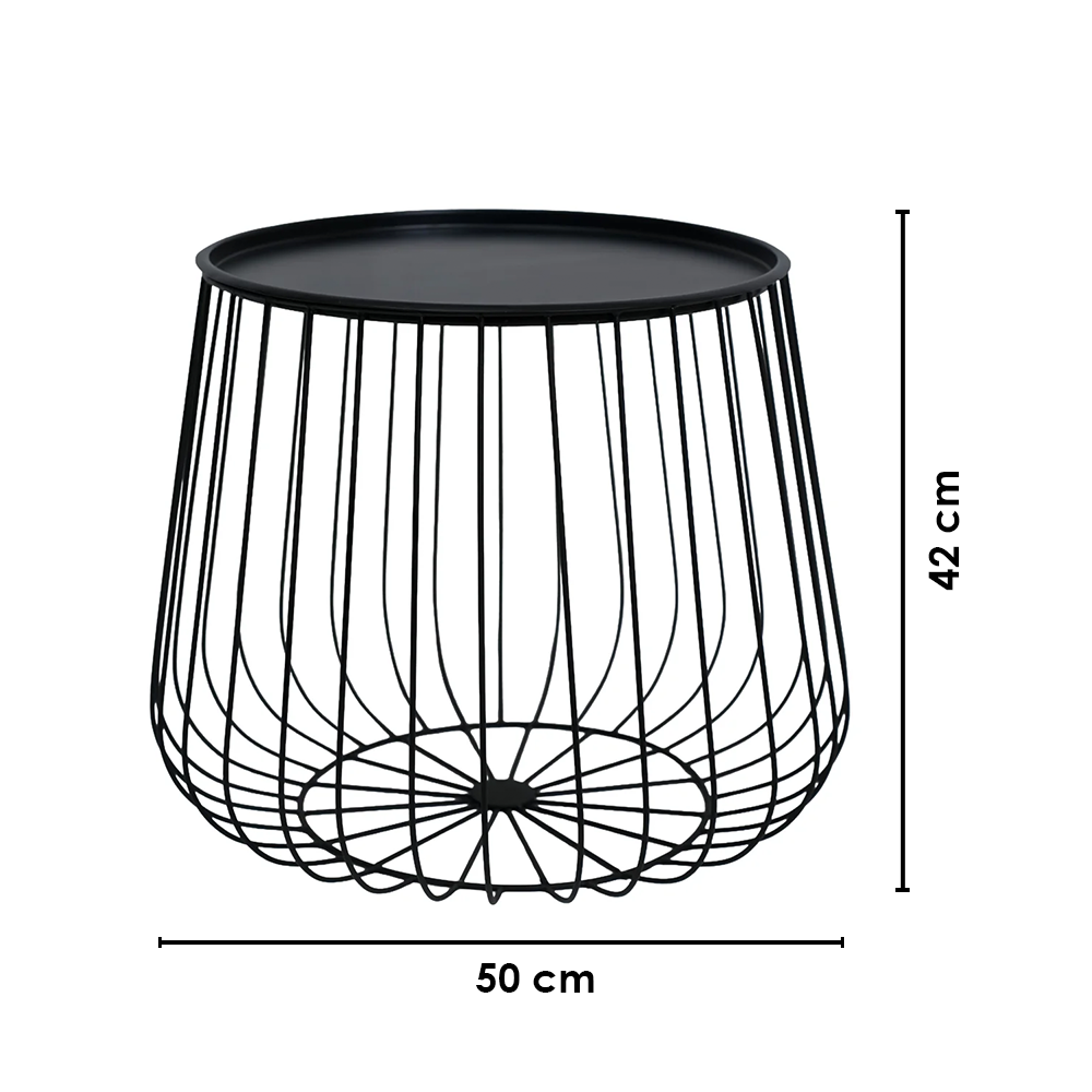 Black Round Wire Side Table