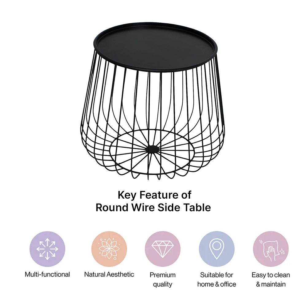Black Round Wire Side Table