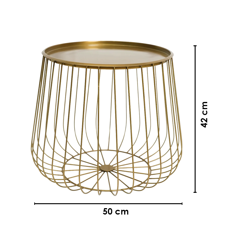 Golden Round Wire Side Table