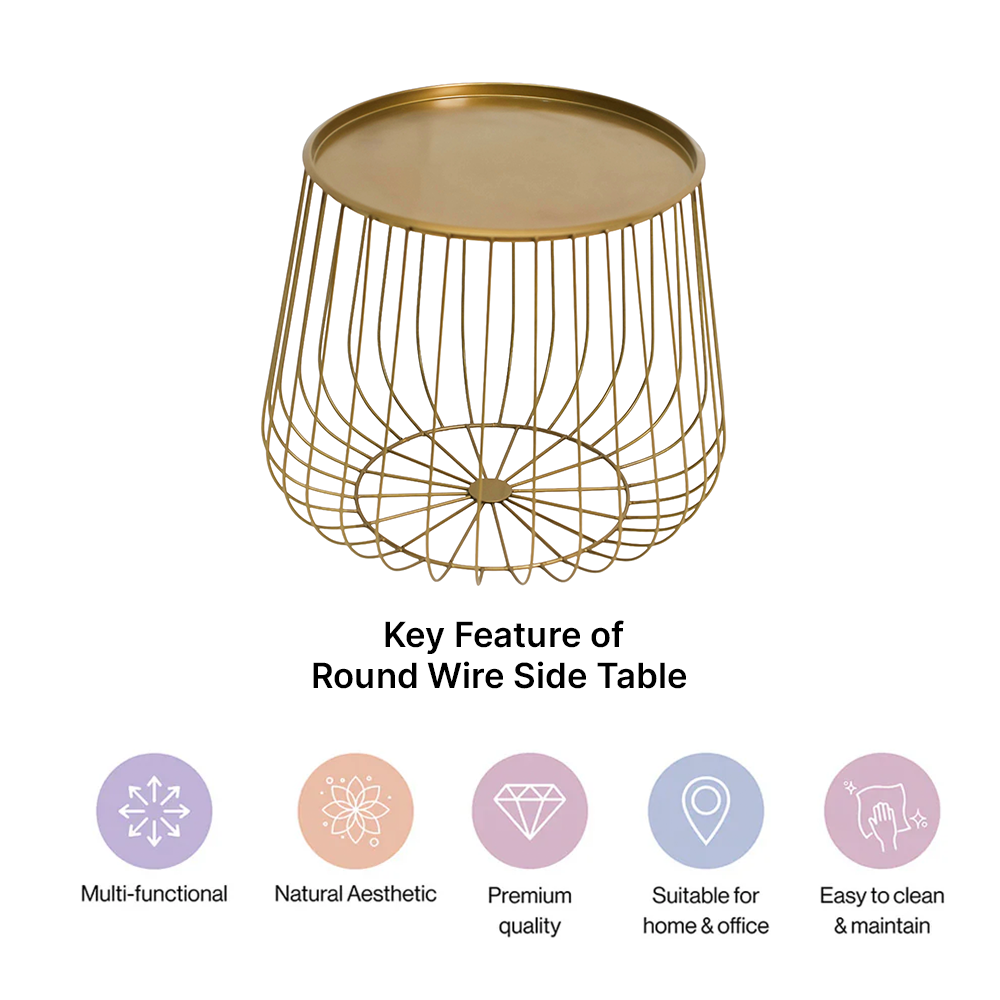 Golden Round Wire Side Table