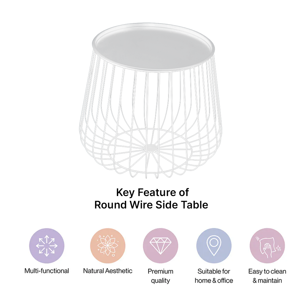 White Round Wire Side Table