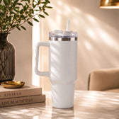 Premium Insulated Tumbler with Handle in White